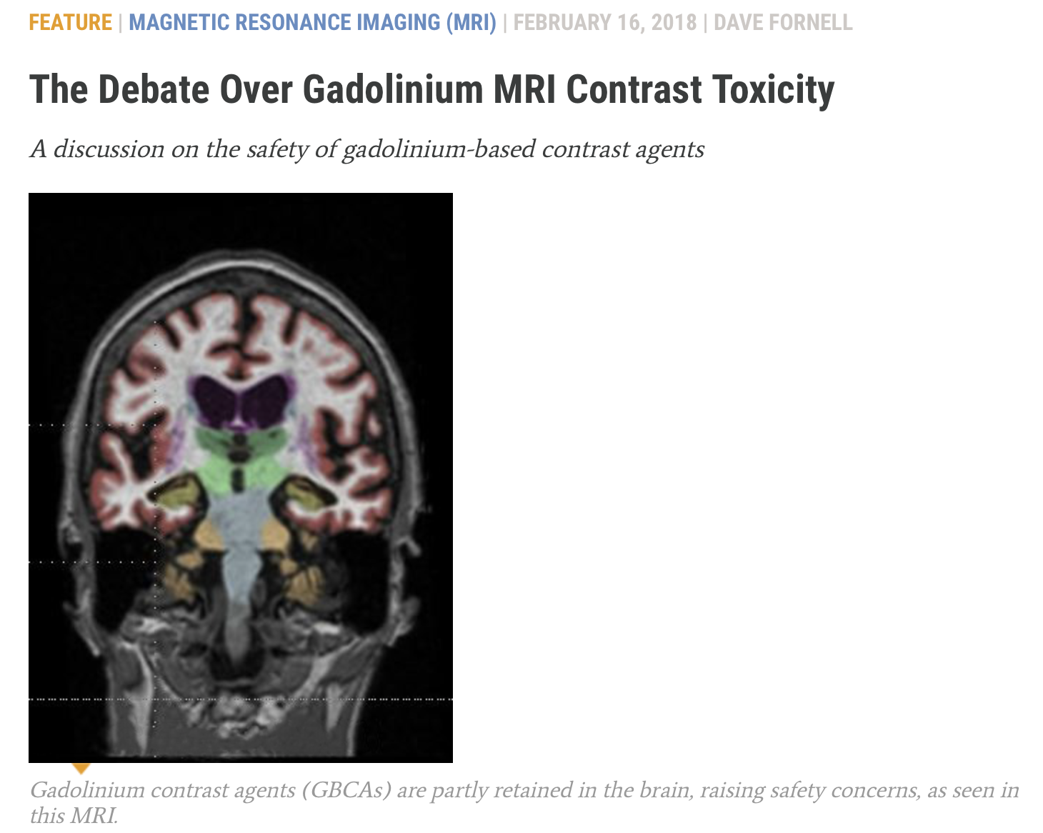 ITN: The Debate Over Gadolinium Toxicity